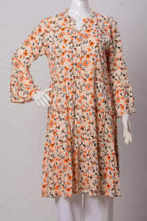 Women's Frock - Off White Orange Print (100% Lenzing Viscose) - LF737 | 925 Attire Ltd