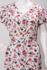 Women's Long Dress - White Brown Print (100% Viscose) - LLF857 | 925 Attire Ltd