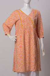 Women's Frock - Mustard Off-White Print (100% Viscose) - LLF958 | 925 Attire Ltd