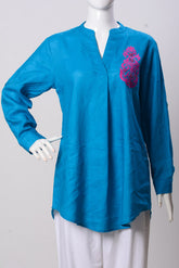 Women's Top - Blue (100% Linen) - LT1078 | 925 Attire Ltd