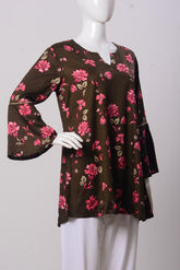 Women's Top - Pink Roses on Brown (100% Viscose) - LT1089 | 925 Attire Ltd
