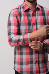 Men's Formal Shirt - Pink Black Ash Check (Full Sleeve) - MLSS1055 | 925 Attire Ltd