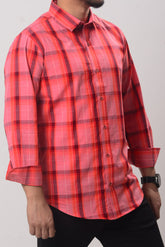 Men's Formal Shirt - Red Check (Full Sleeve) - MLSS906 | 925 Attire Ltd