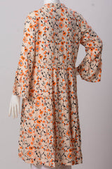 Women's Frock - Off White Orange Print (100% Lenzing Viscose) - LF737 | 925 Attire Ltd