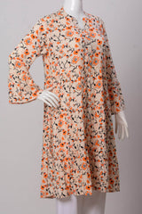 Women's Frock - Off White Orange Print (100% Lenzing Viscose) - LF737 | 925 Attire Ltd