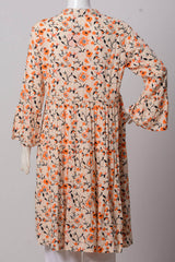 Women's Frock - Off White Orange Print (100% Lenzing Viscose) - LF737 | 925 Attire Ltd