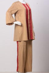 Women's Set - Beige White (100% Cotton) - LS1064 | 925 Attire Ltd