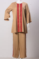 Women's Set - Beige White (100% Cotton) - LS1064 | 925 Attire Ltd