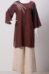 Women's Set - Brown &amp; Beige (100% Cotton) - LS1098 | 925 Attire Ltd