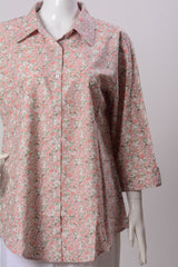 Women's Shirt - White with Light Pink Print (100% Cotton) - L SHIRT871 | 925 Attire Ltd