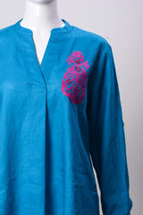 Women's Top - Blue (100% Linen) - LT1078 | 925 Attire Ltd