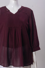 Women's Top - Burgundy (100% Polyester) - LPT893 | 925 Attire Ltd