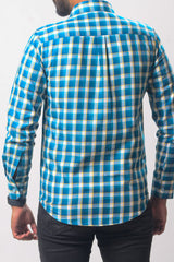 Men's Formal Shirt - Blue Yellow Check (Full Sleeve) - MLSS1056 | 925 Attire Ltd