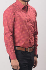 Men's Formal Shirt - Maroon Print (Full Sleeve) - MLSS901