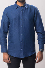 Men's Formal Shirt - Navy Blue (Full Sleeve) - MLSS908 | 925 Attire Ltd
