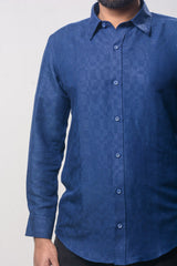 Men's Formal Shirt - Navy Blue (Full Sleeve) - MLSS908 | 925 Attire Ltd